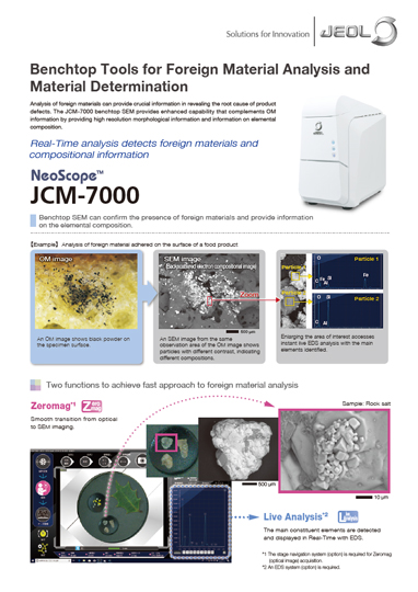 Alat Atas Bangku JCM-7000 NeoScope™ untuk Analisis Bahan Asing dan Penentuan Bahan