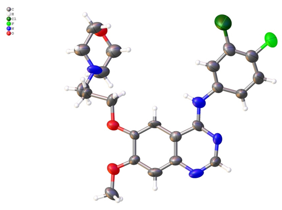 An example structure from XtaLAB Synergy-ED: Gefitinib (crystal size is about 300 nm)