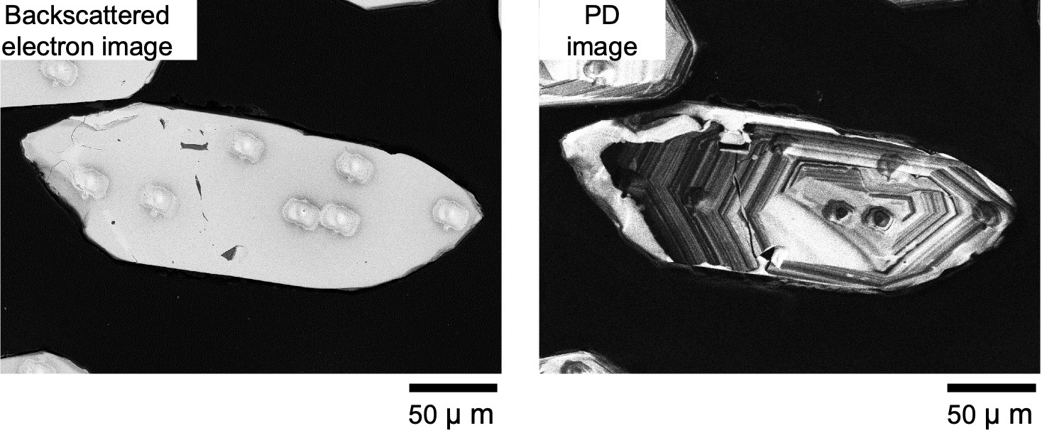 Fig. 9 Left: Backscattered electron image , Right: PD image