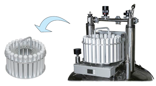 A sample container is removable when loading samples.