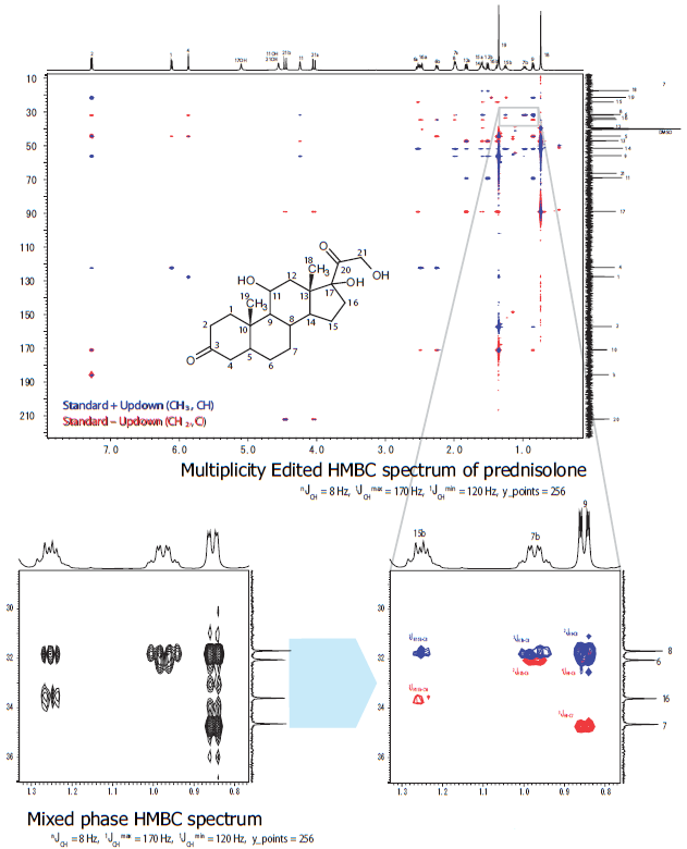Multiplicity Edited HMBC spectrum of prednisolone