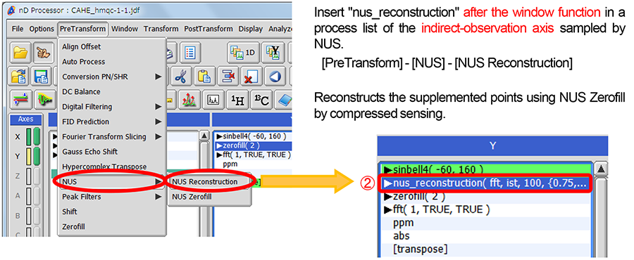 NUS data processing by Delta NMR Software ver. 5.2