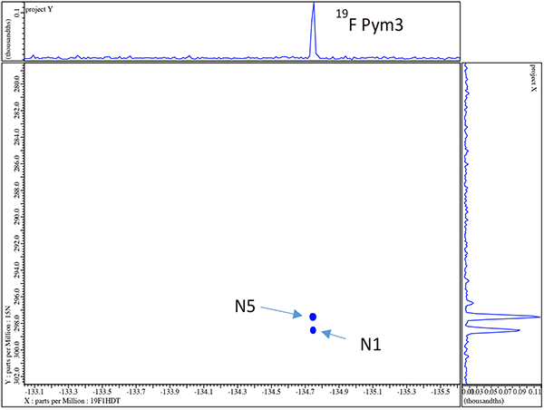 19F/15N gHMBCAD with full {¹H} decoupling.