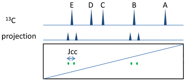 Correlation pattern typical of INADEQUATE spectra