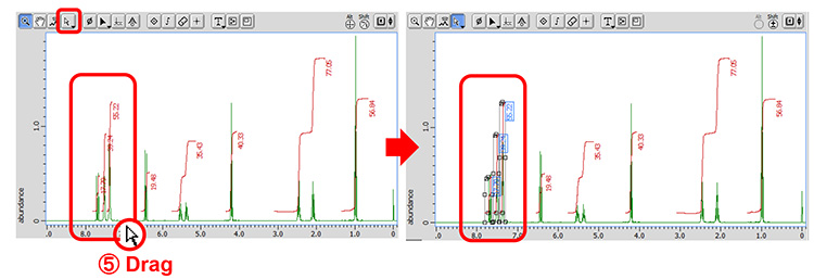 In Delta software, it is possible to normalize the integral intensity of selected peaks.