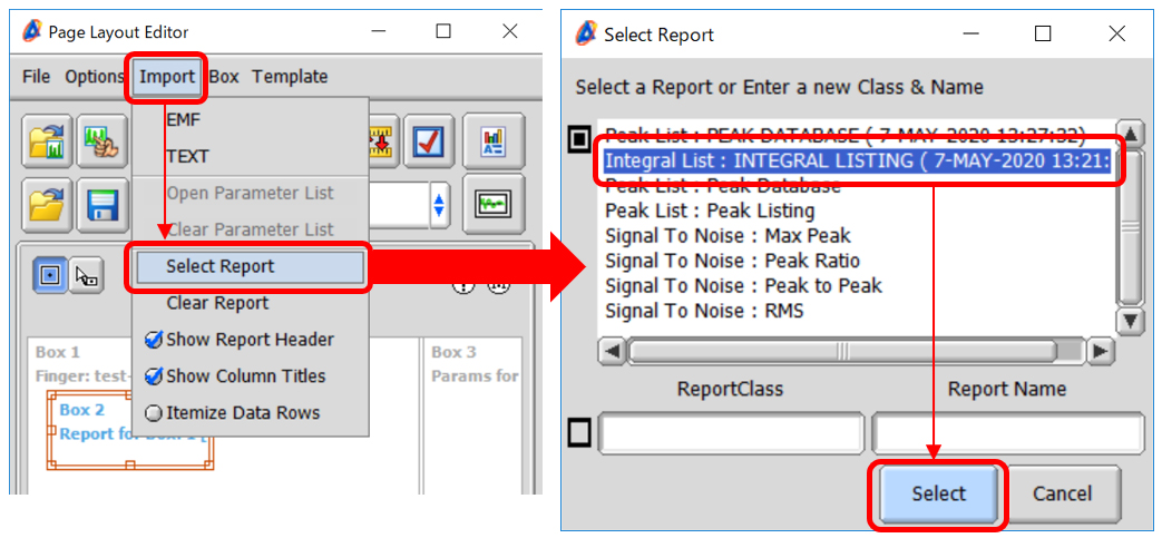 Import－Select Report