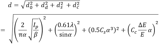 диаметр электронного зонда_Формула