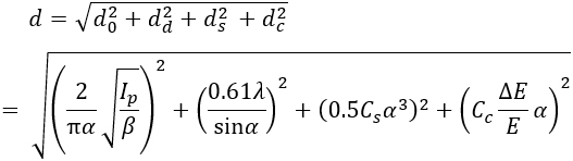 electron-probe diameter_Formula