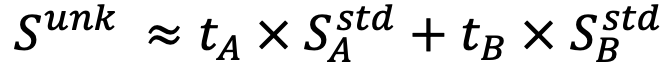 S^unk ≈t_A×S_A^std+t_B×S_B^std